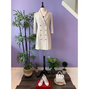 Gold embellished double breasted blazer dress